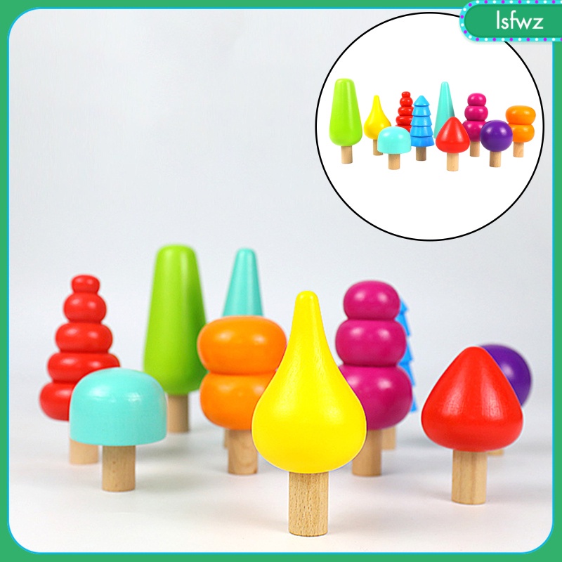 Rainbow Tree Blocks Montessori Color Perception Wooden Blocks Toys for Home Indoor or Outdoor Sensory Education toys Early Development gift Kids