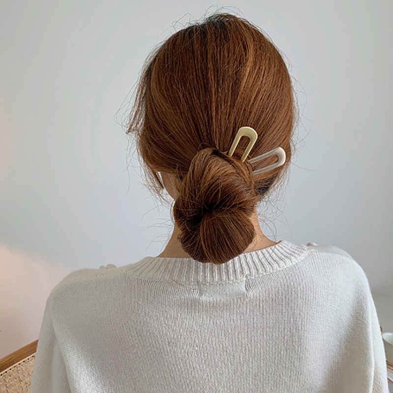 Trâm Cài Tóc Chữ U Bằng Kim Loại Thiết Kế Tối Giản Phong Cách Hanfu Cổ Điển 2 Prong Updo Chignon