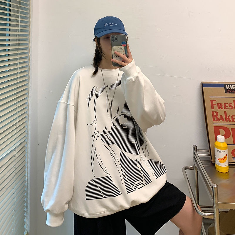 Áo Hoodie Dáng Rộng Thiết Kế Mới Họa Tiết Anime Thời Trang Theo Phong Cách Hàn Quốc Dành Cho Cặp Đôi