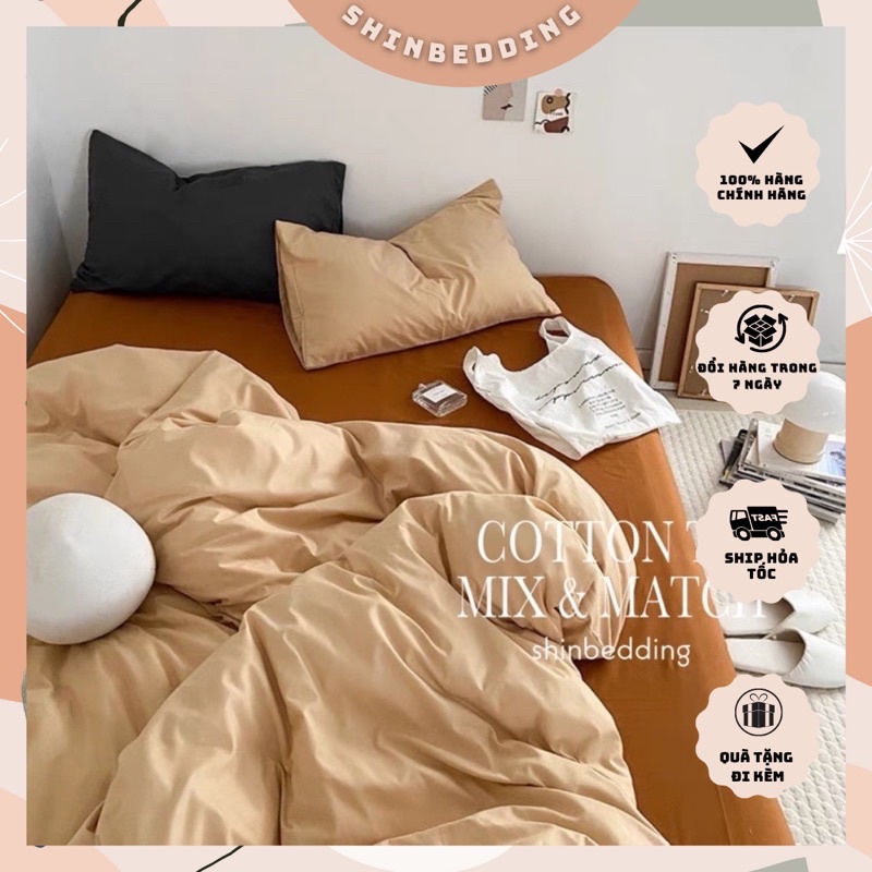 Set Bộ Vỏ Chăn Ga Gối Cotton TC Basic Phối Màu, Chất Liệu Mềm, Dày Đẹp _ Shinbedding ( sẵn 12 màu)