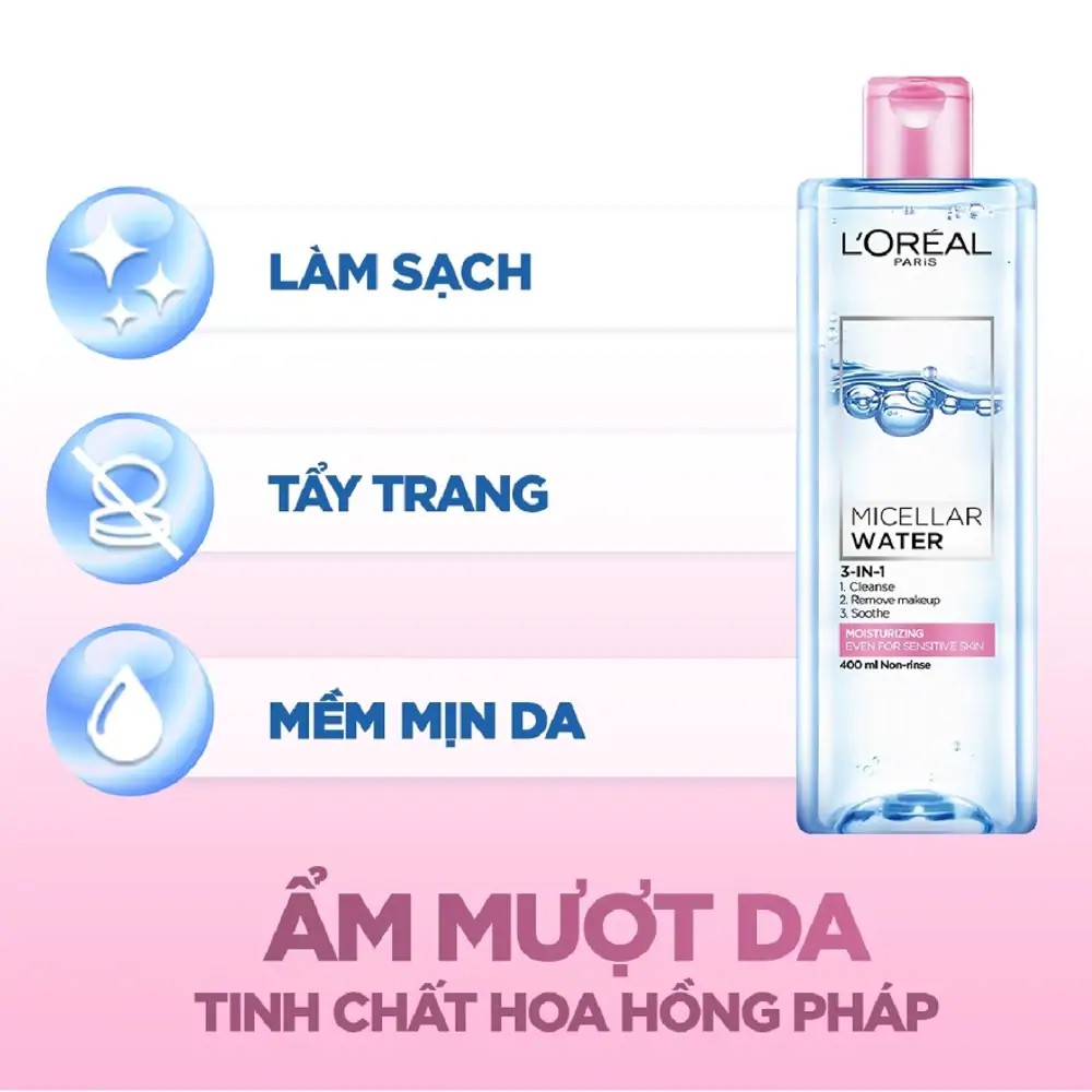 Nước tẩy trang Loreal L'Oreal Paris Micellar Water [Công Ty, Tem Phụ]- Bebeauskinshop | BigBuy360 - bigbuy360.vn