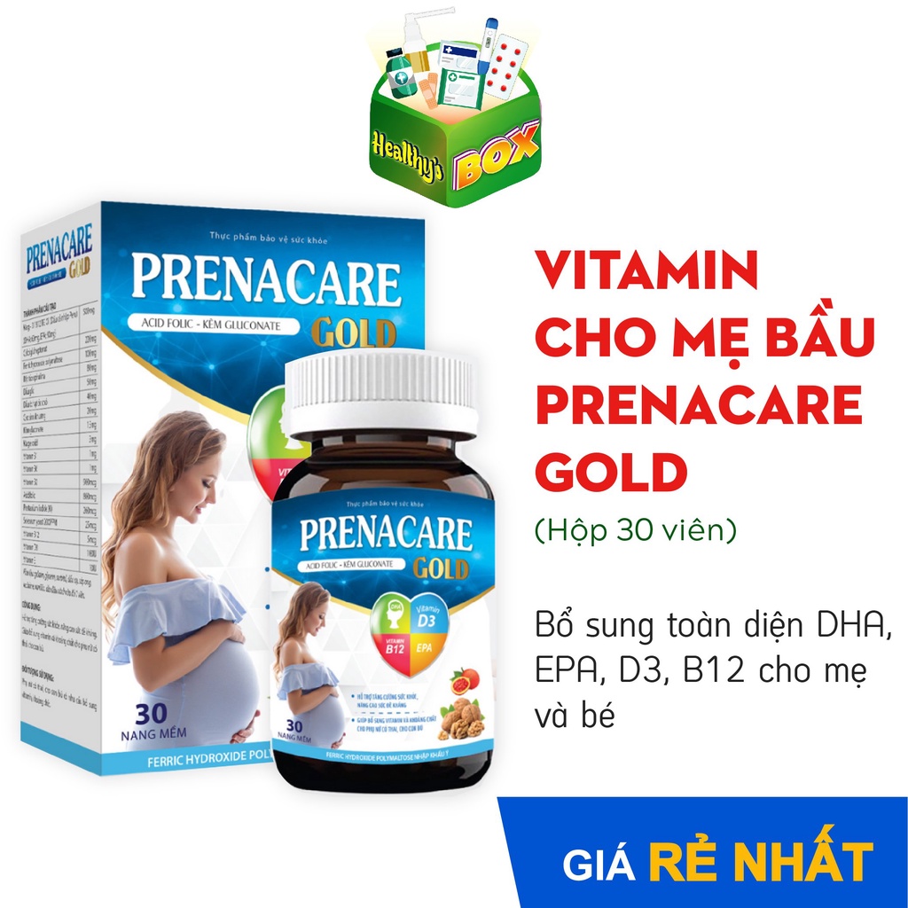 Vitamin cho mẹ bầu PRENACARE GOLD (H 30v) - Bổ sung toàn diện DHA, EPA, D3, B12 cho mẹ và bé