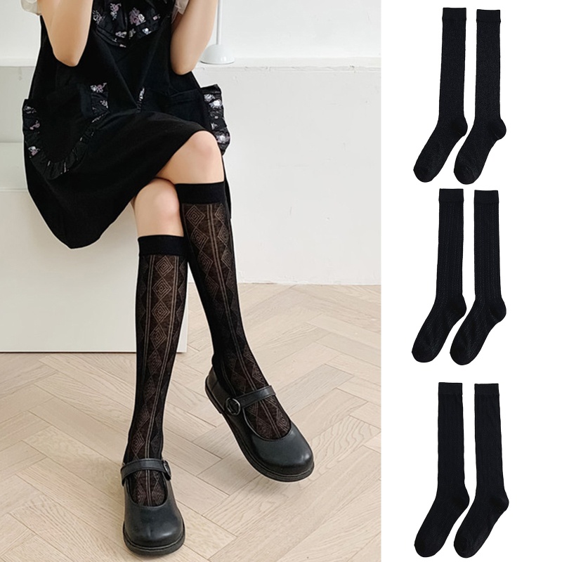 Xixi Vớ Lưới Mỏng Màu Trơn Cổ Cao Đến Đầu Gối In Họa Tiết Lá Cây Thời Trang Mùa Hè Cho Nữ