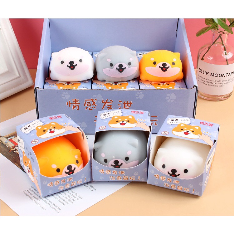 Chó shiba nhựa dẻo silicon phát quang trong tối Squishy đồ chơi xã stress