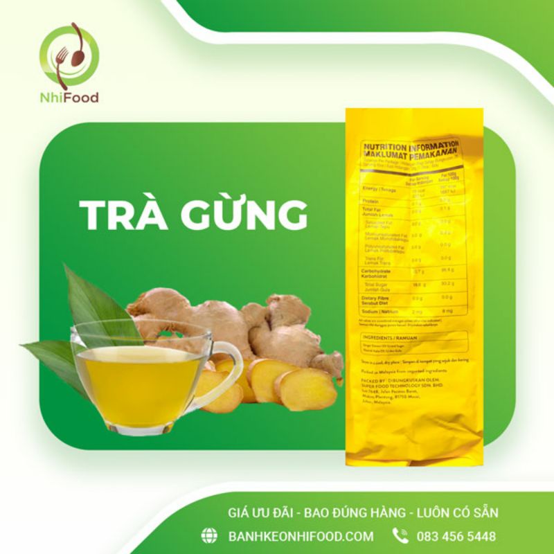 Trà Gừng Hoà Tan Super, Túi 20 Gói, Hàng Có  Sẵn