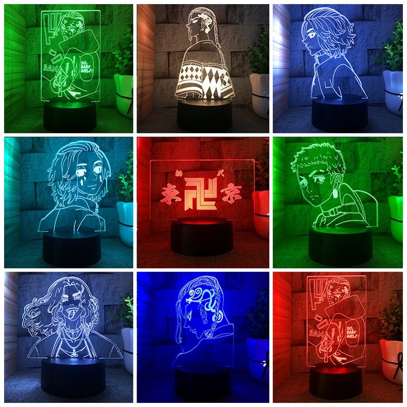 Đèn ngủ bóng LED 7 màu hình anime Tokyo có remote điều khiển