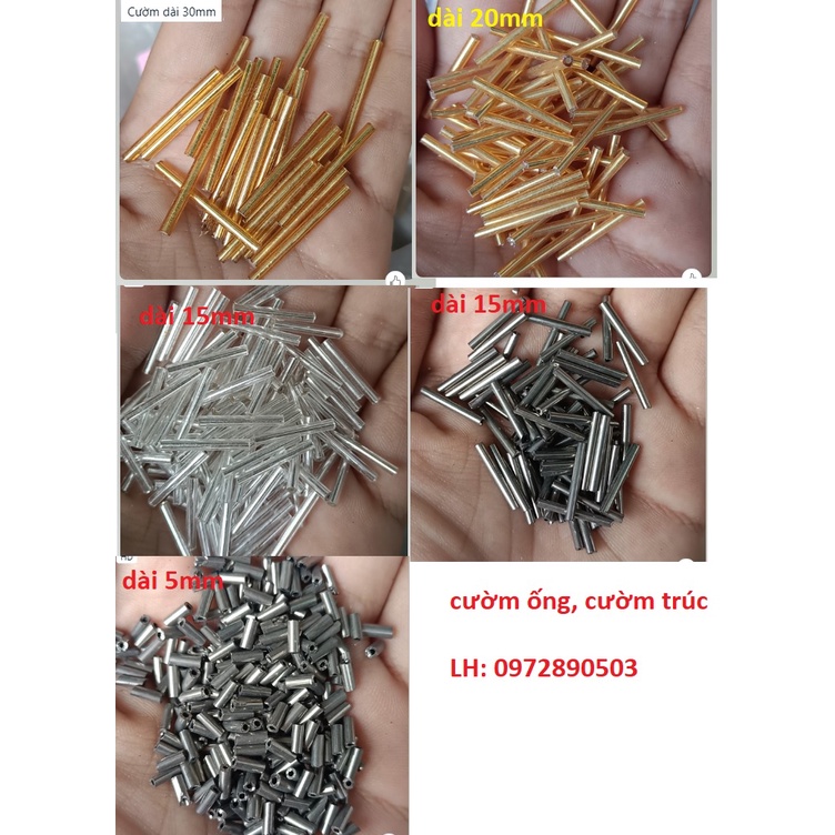 10-50gam hạt cườm ống 2x6mm, cườm trúc làm trang sức, trang trí quần áo, trang trí thủ công tùy thích