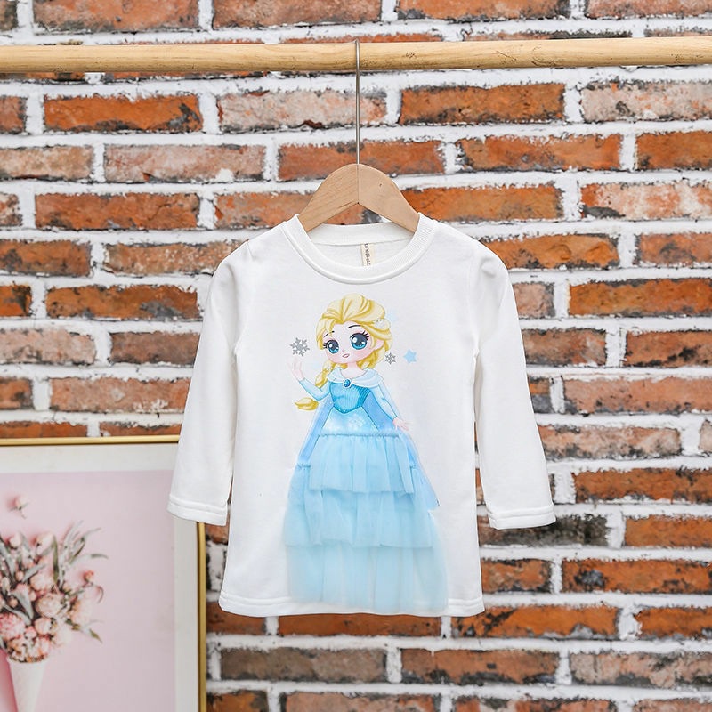 DISNEY Đầm Công Chúa Ngắn Tay Phối Lưới Xinh Xắn Dành Cho Bé Gái