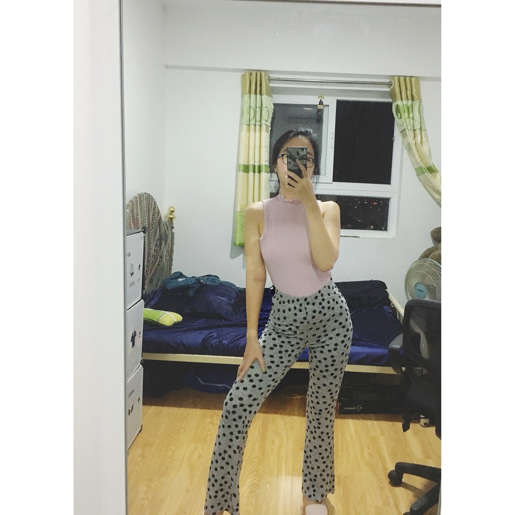 Quần thun ống loe chấm bi co giãn | BigBuy360 - bigbuy360.vn