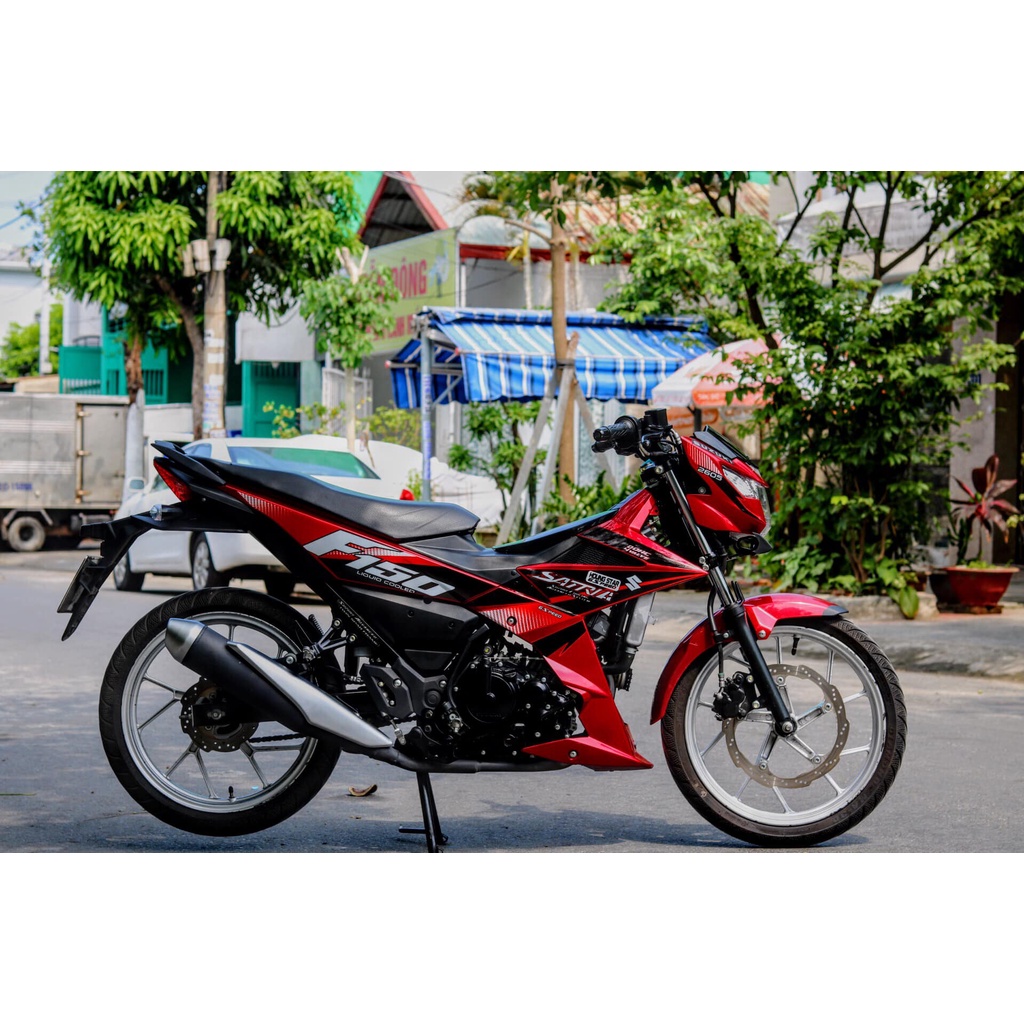 Tem Rời Dán Xe Raider FI Mẫu Đỏ Đen Trắng Chữ Satria F150 Cực Hot, Hàng 3 Lớp Chất Lượng Cao