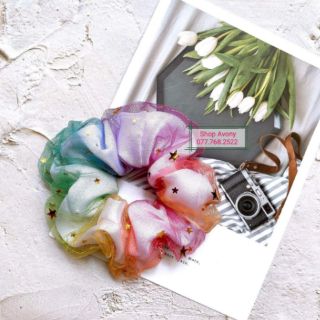 Cột tóc vải Scrunchies gam màu galaxy