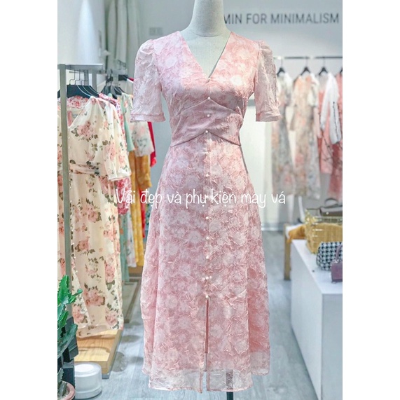 VẢI ĐẸP TƠ HOA NHĂN may sơmi đầm váy mùa hè thu