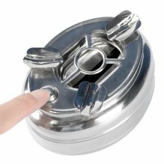Gạt tàn thuốc lá inox 2 ngăn, có nút bấm-Gạt tàn thuốc inox xoay tròn loại lớn