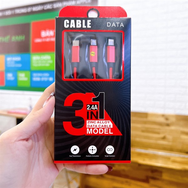Cáp sạc dù 3 đầu CABLE, bảo hành đổi trả.