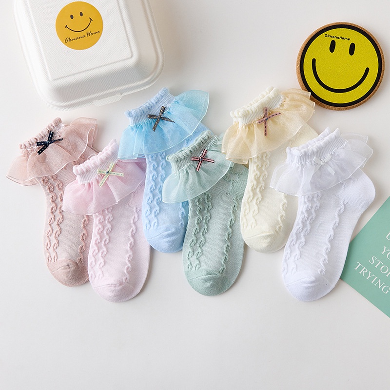 Vớ cotton Mỏng Phối Nơ Thoáng Khí Thời Trang Cao Cấp Dành Cho Bé Màu Sắc