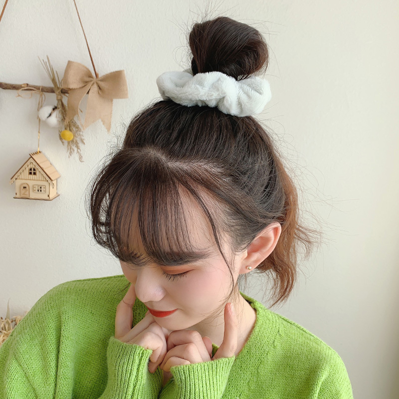 Dây Buộc Tóc Co Giãn Phối Lông Nhung Xinh Xắn Cho Nữ