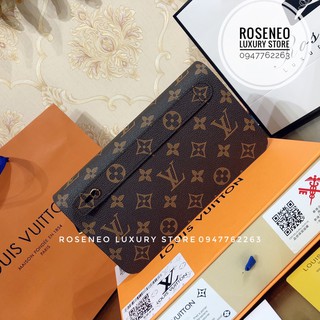 [Ảnh thật] Ví clutch cầm tay LV SUPER VIP‼️fullbox, card, túi vải LOUIS VUITTON doanh nhân  hoa mono ghi đen