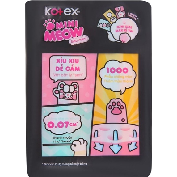 HÀNG CHÍNH HÃNG - BĂNG VỆ SINH KOTEX MINI MEOW SIÊU MỀM 8 MIẾNG