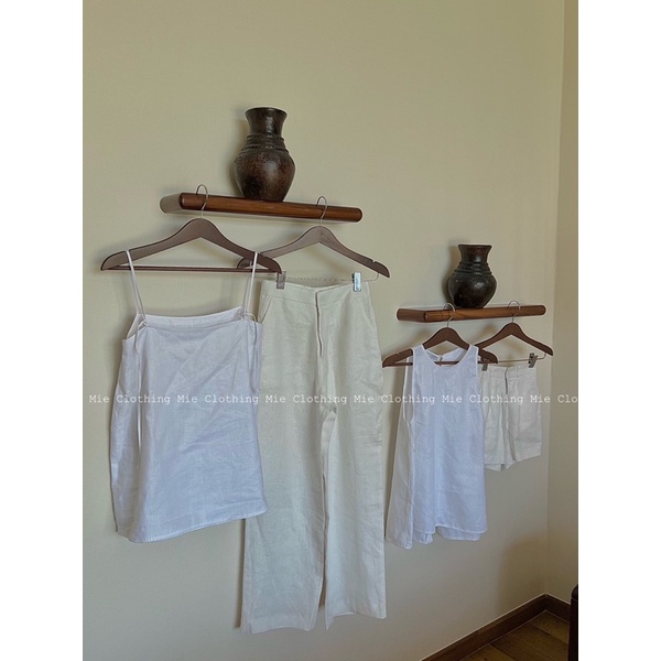 MIE MIN Quần Linen cài móc dài