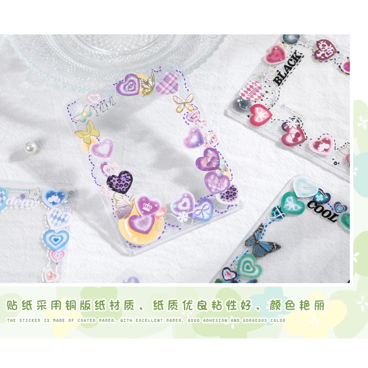 Peach 2Pcs Love base material stickers Heart pounding Journal Scrapbook Decor Sticke
