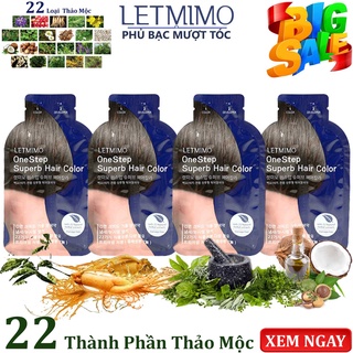 Set 4 Gói Thuốc Nhuộm Tóc LETMIMO 22 loại thảo mộc Nâu Tự Nhiên_3N