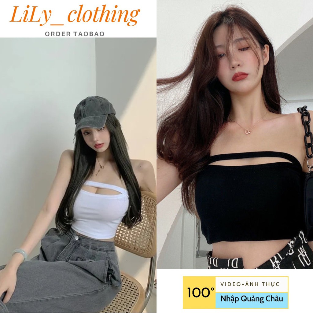 Áo kiểu croptop quây Quảng Châu [VIDEO+ẢNH THẬT] Áo quây ngực crt nữ cotton-Taobao có sẵn, dáng cutout sexy quyến rũ
