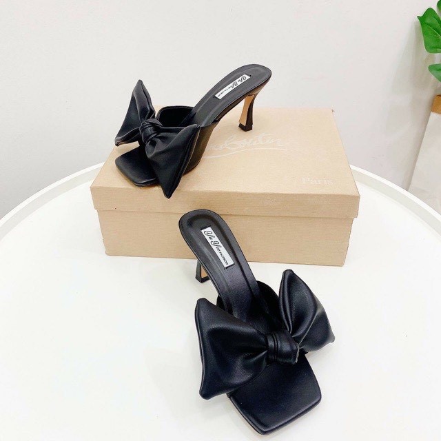 Guốc cao gót nơ bản to cao 7cm - Q19