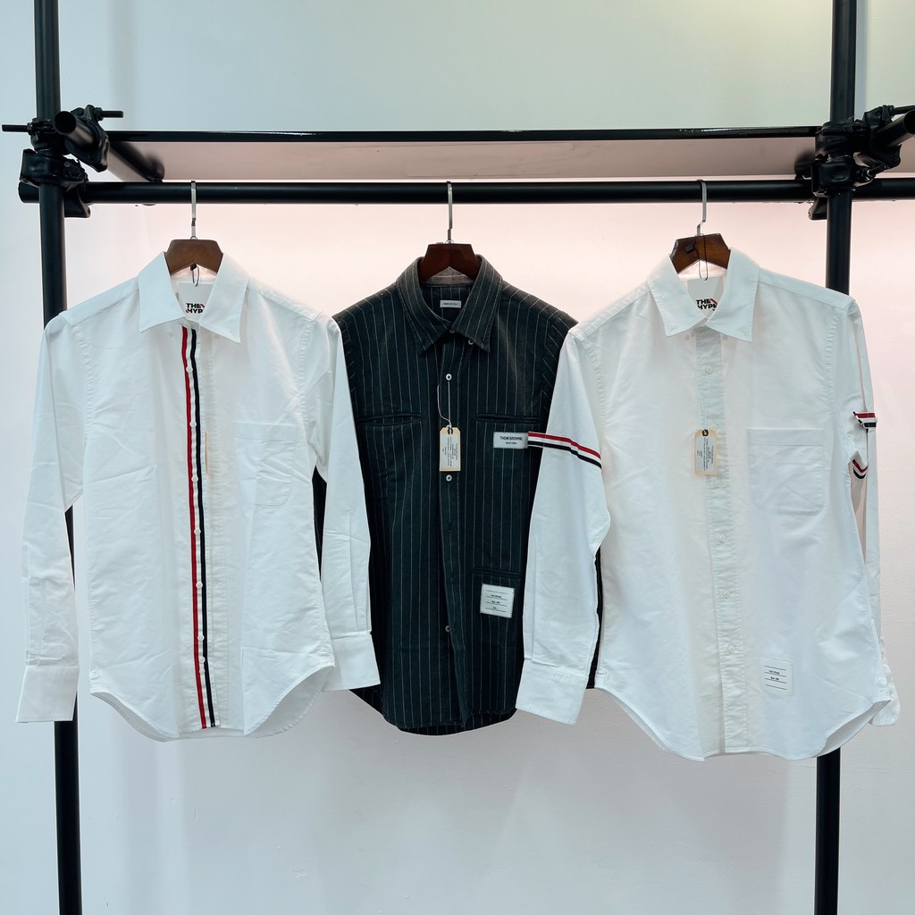 THOM BROWNE SHIRT - Áo sơ mi Thom Browne Classic Grosgrain Placket Oxford (sọc dọc)