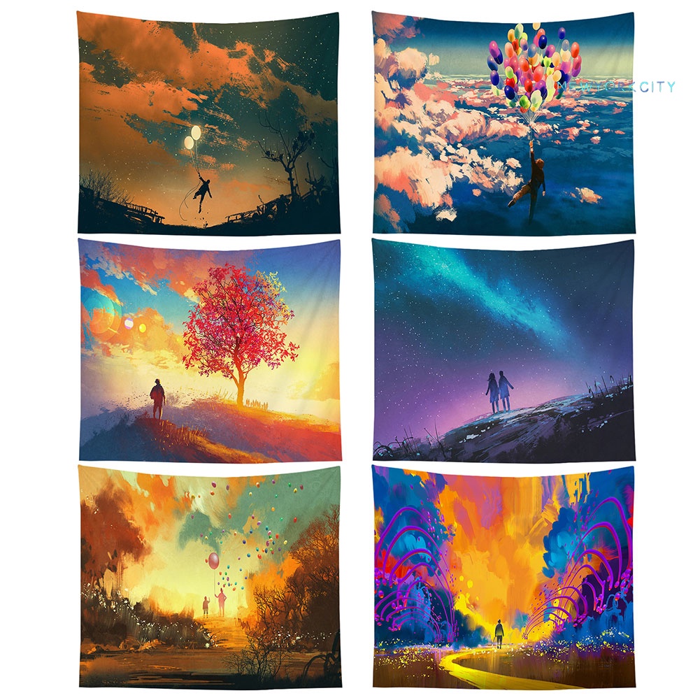 Thảm Treo Tường Họa Tiết Cây Xanh / Bong Bóng Màu Sắc Tươi Sáng Trang Trí Phông Nền