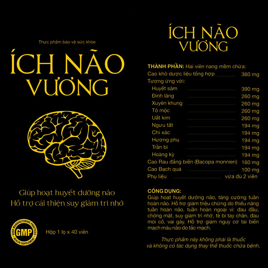 Viên Uống Ích Não Vương Cải Thiện Suy Nhược Thần Kinh, Giảm Trí Nhớ Tăng Cường Tuần Hoàn Máu Não Lọ 40 Viên TTP018