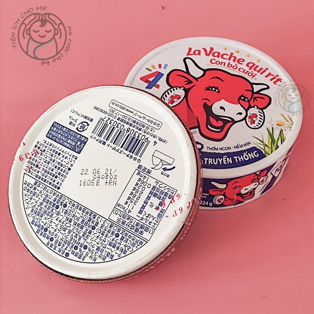 Phô mai Con Bò Cười 16/8 miếng bổ sung Canxi + vitamin Vị truyền thống ăn liền La Vache qui Rit