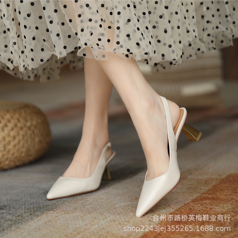 Giày Sandal Cao Gót Hở Ngón Bằng Da Mùa Hè Năm 2021 Có Khóa Cài Cho Nữ