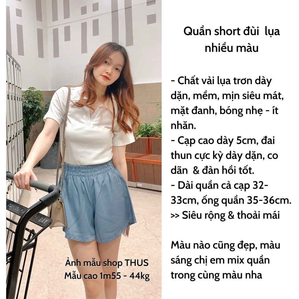 Quần short đùi ngắn form rộng vải lụa mềm mịn mát siêu nhẹ, Sooc nữ cạp lưng cao nhiều màu cực đẹp | BigBuy360 - bigbuy360.vn