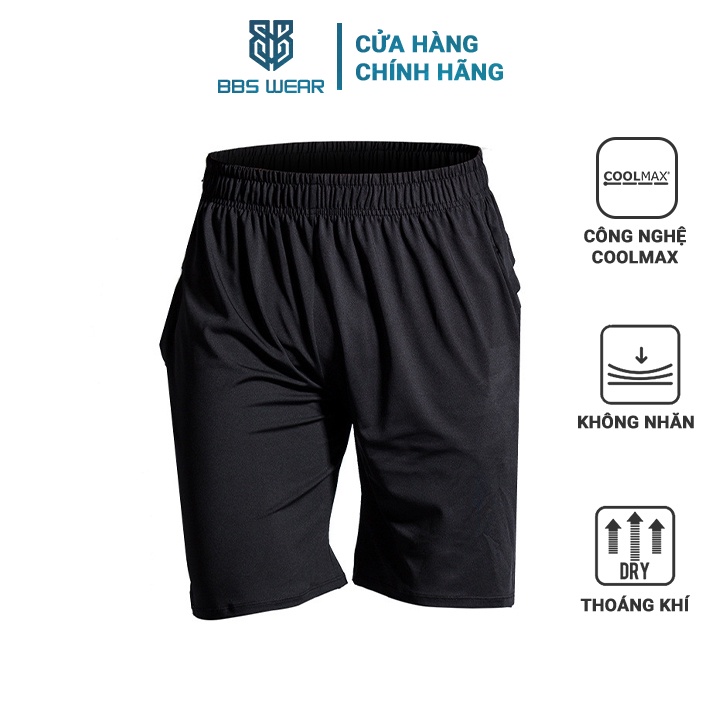 Quần Short Thể Thao Nam BBS WEAR co giãn - Sọt đùi kết hợp tập GYM - chơi thể thao ngày hè - PRO COMBAT ( Đen - S01 )