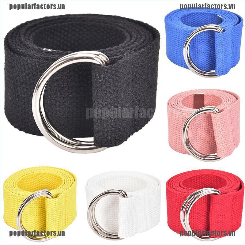 Thắt Lưng Vải canvas nylon Kẻ Sọc Khóa Đôi Hình Chữ D Đơn Giản Thời Trang Cho Nam Nữ