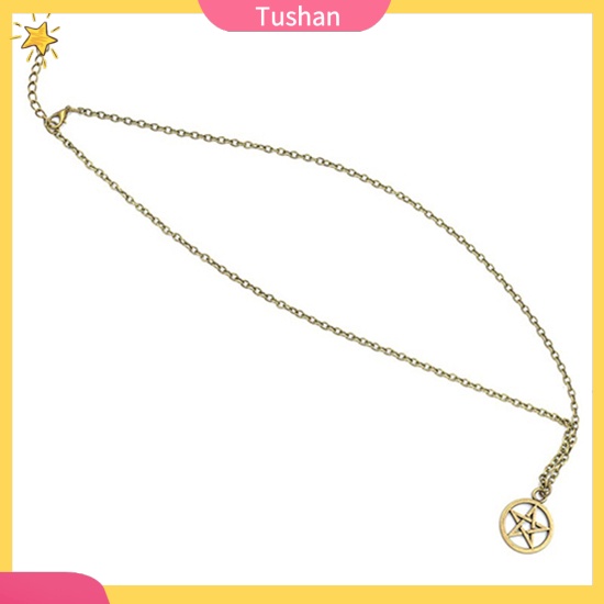 TUSH_Women Men Round Hollow Star Pentagram Pendant Necklace Xmas Gift Cool Jewelry