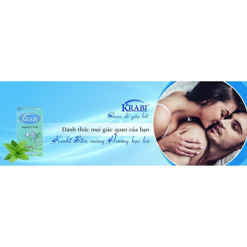 [SIÊU MỎNG + VỊ BẠC HÀ MÁT LẠNH]  Bao cao su Krabi Siêu mỏng | Hương bạc hà | Ultrathin Cool Krabi Premium Condoms