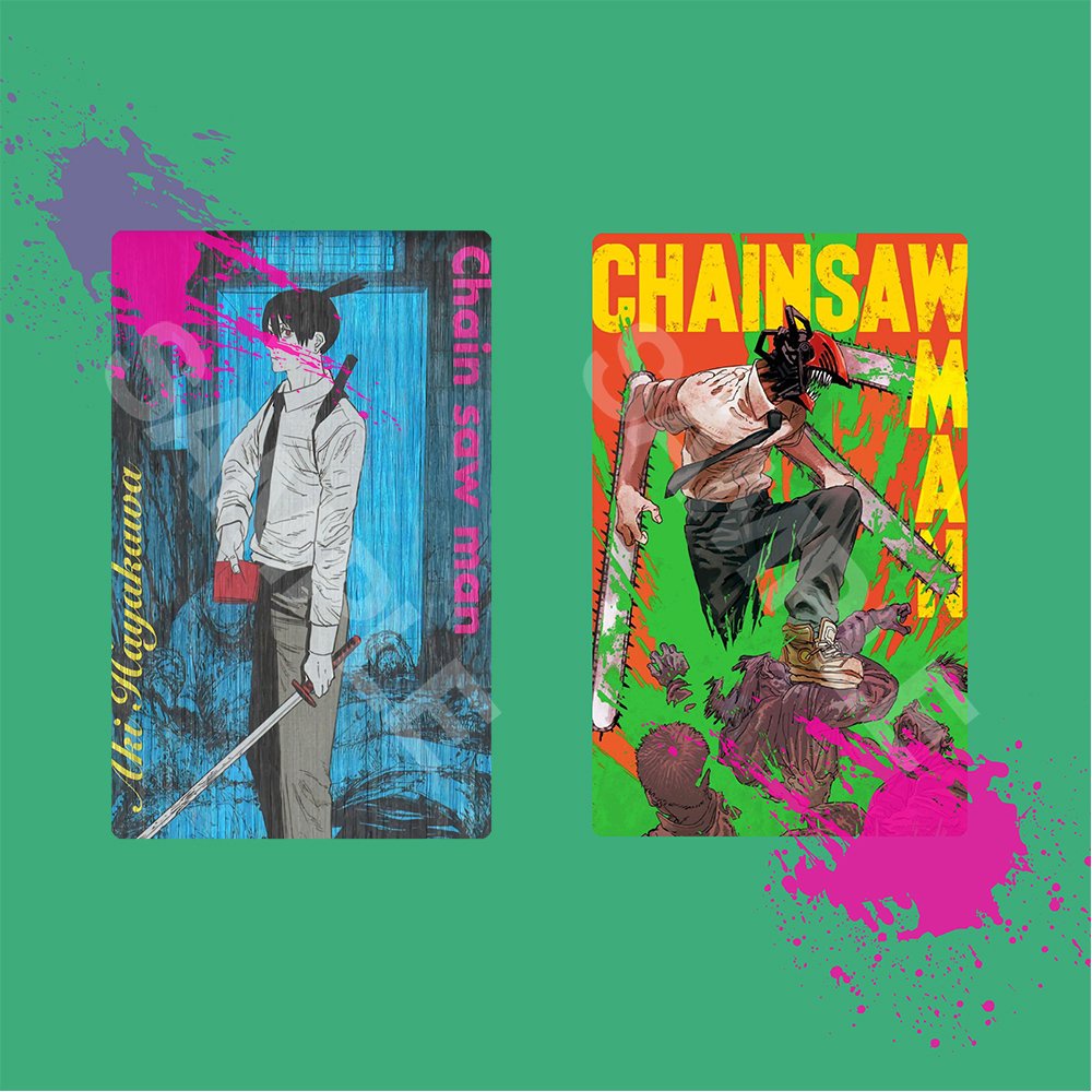 Ảnh card bo góc in hình CHAINSAW-MAN ver COLOR Thợ Săn Quỷ thẻ bo viền 5*8cm #