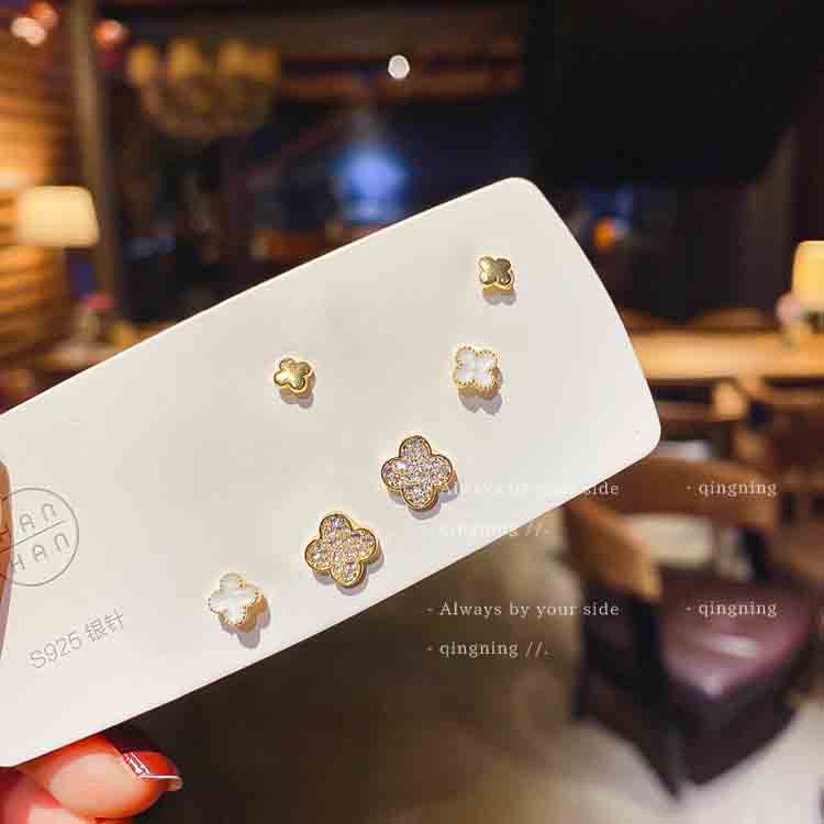 DREJEW Set 6 Khuyên Tai Bạc Đơn Giản Dễ Phối Đồ