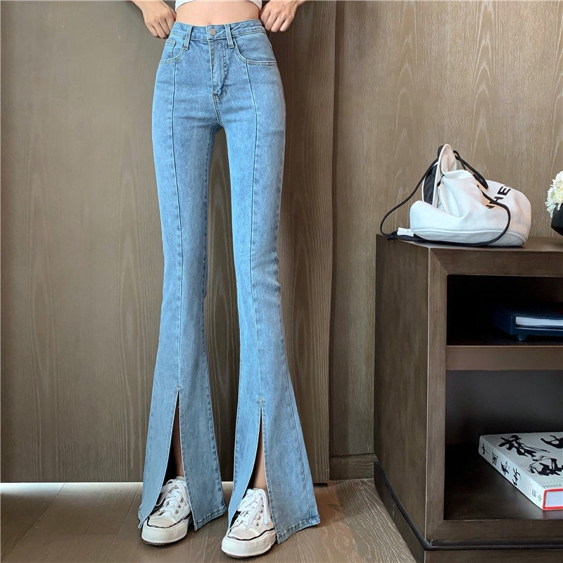 Xuan jas Quần Jean Dài Mỏng Ôm Dáng Xẻ Tà Độ Co Giãn Cao Phong Cách Retro Thời Thượng Cho Nữ ynkr001.my3.3