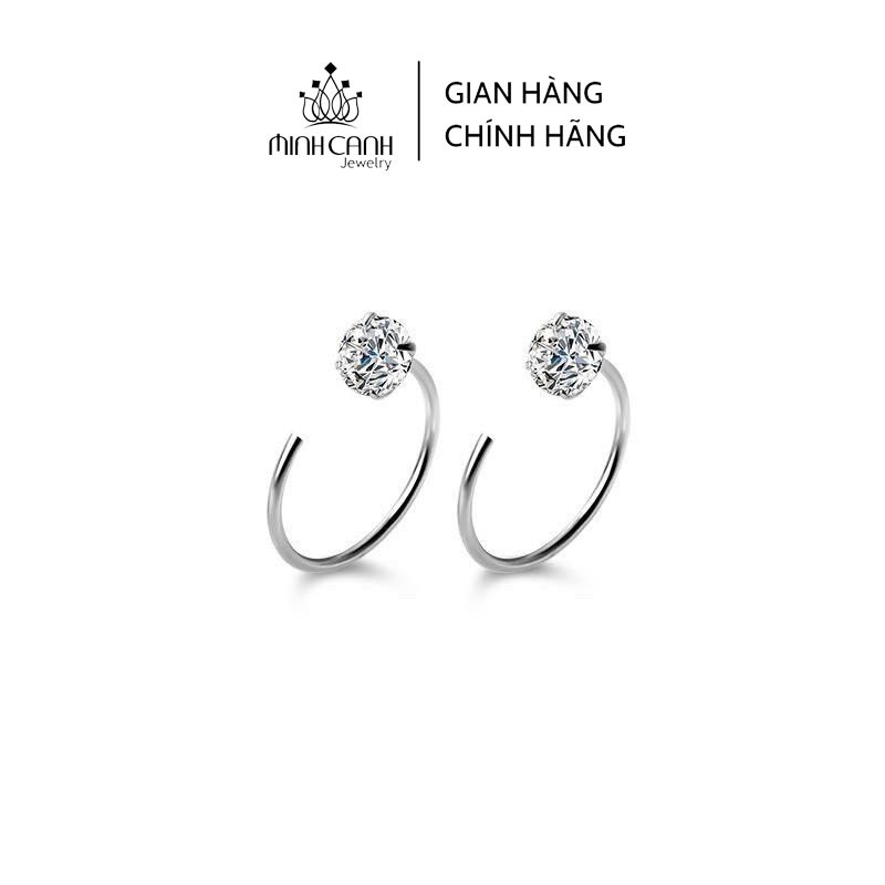 Khuyên Tai Bạc Cong Đính Đá - Minh Canh Jewelry