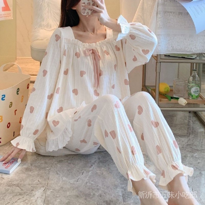 Bộ Đồ Ngủ Hai Mảnh Tay Dài Phong Cách Hàn Quốc Thời Trang Xuân Thu Mới 2022