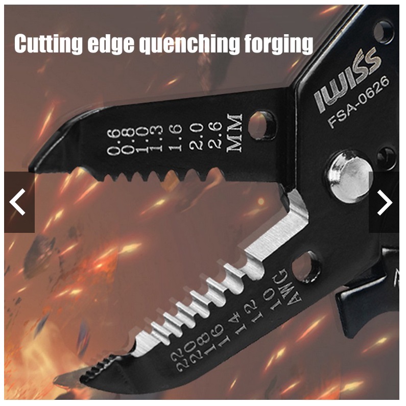 Kìm tuốt, Cắt Dây điện xe máy oto dây điện nhà iwiss Fsa-0626 Fsa-0626B 0.6-2.6 mm2 (22-10Amg) cốt cos wire cable Seido