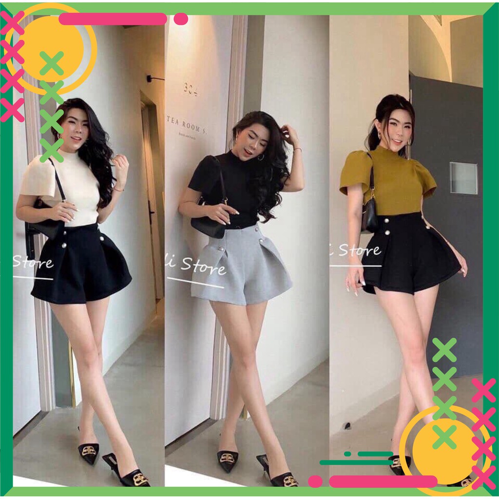 xả kho 1143A12B2 Áo len gân ôm cổ tay búp sen tiểu thư, chất dày mịn đẹp xả kho