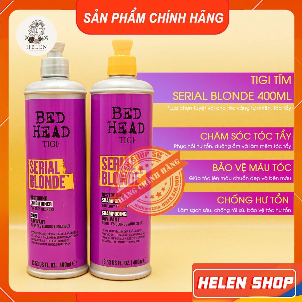 Cặp Dầu Gội Xả TIGI BED HEAD Tím Đủ Size | Phục Hồi Tóc Khô Xơ, Chẻ Ngọn, Tóc Yếu | Hàng Chính Hãng
