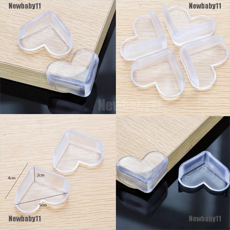 Set 4 Miếng Bọc Cạnh Bàn Bằng Silicon Hình Trái Tim Bảo Vệ An Toàn Cho Bé