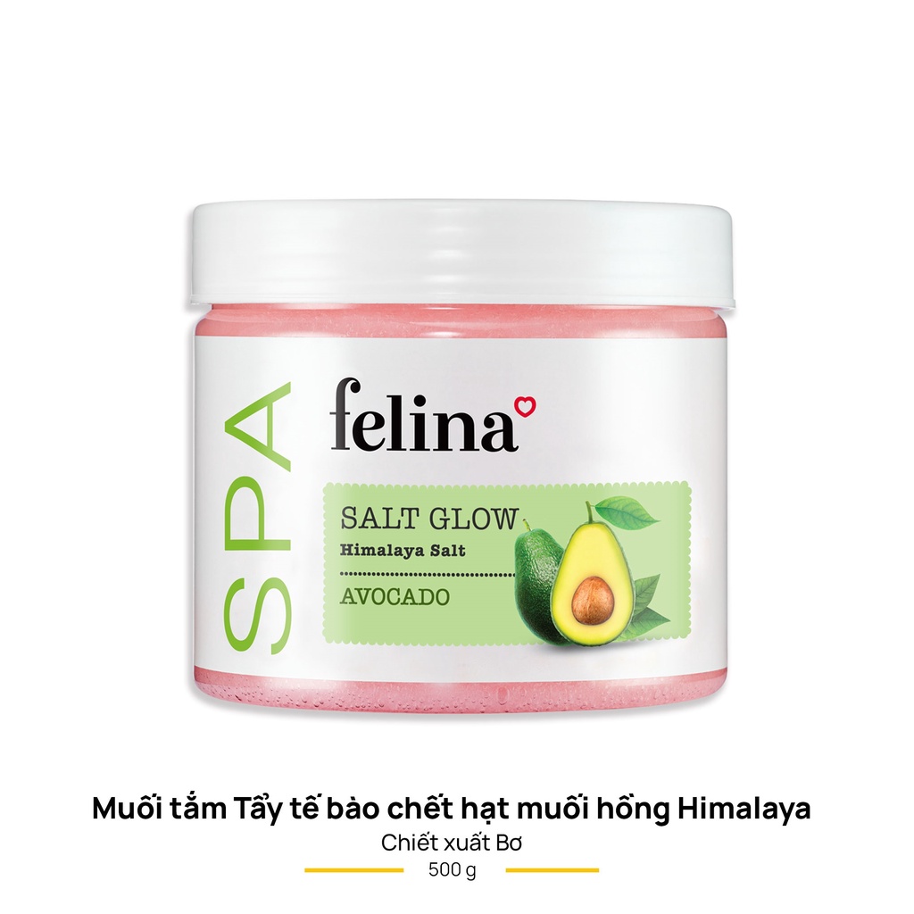 Muối tắm tẩy tế bào chết body Felina Home Spa 500g từ hạt muối hồng Himalay tinh khiết - da sáng mịn rạng rỡ