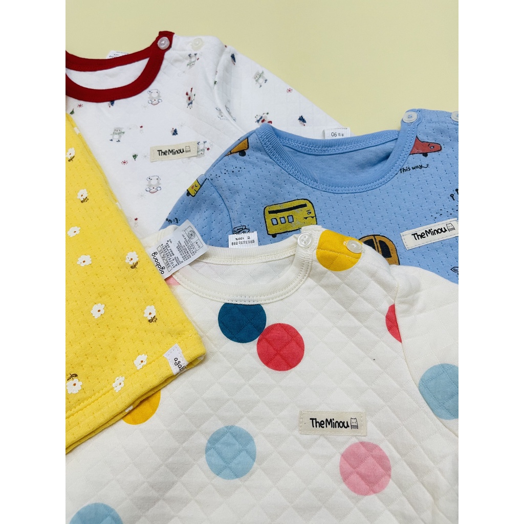 Bộ chần bông 100% cotton xuất Hàn dư xịn mềm ấm cho bé trai bé gái