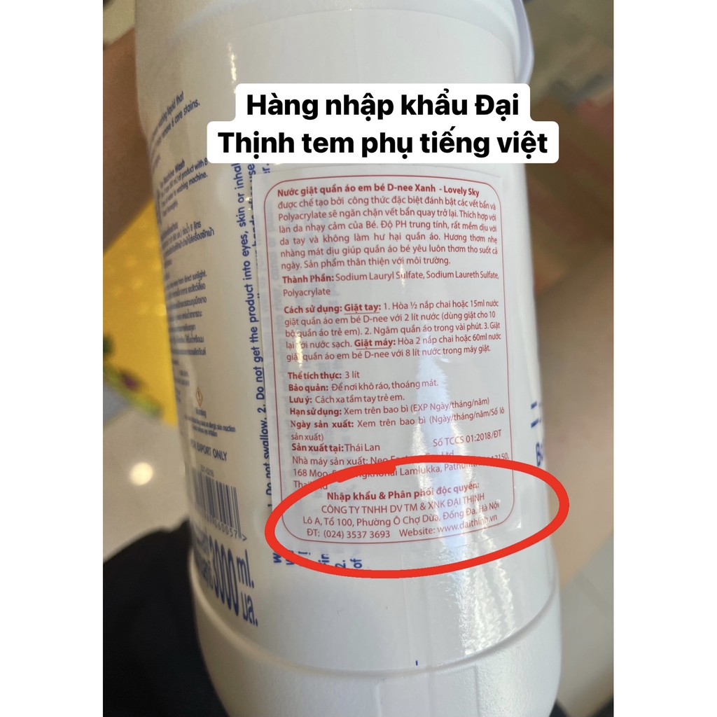 Nước giặt Dnee Thái Lan tem Đại Thịnh 3000ml ( có 5 màu, date 05/2024 )