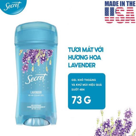 [USA] Lăn khử mùi nữ Secret Clear gel 73g Lavender | Outlast Completely Clean | Không mùi | Protecting Powder - Mỹ